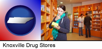 a drug store pharmacist and customers in Knoxville, TN